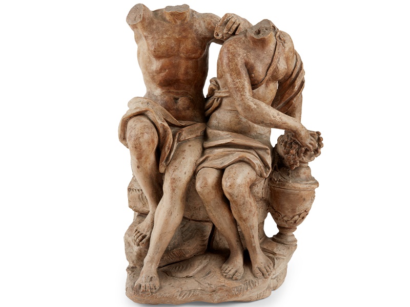 ATTRIBUTED TO GIUSEPPE PIAMONTINI (ITALIAN, 1664-1742) | BACCHUS AND ARIADNE terracotta | 27cm high, 15.8cm wide, 15.5cm deep | Sold for £16,250 incl premium